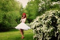 Beautiful girl (25 years old) in white wedding dress