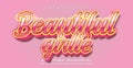 Beautiful Girlie Text Style Effect. Editable Graphic Text Template