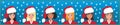 Vector illustration, banner with cute girls with different origins as Santa Claus. Royalty Free Stock Photo