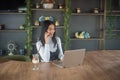 Girl typing on laptop and relaxing Royalty Free Stock Photo