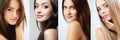 Beautiful girls, faces closeup. Beauty, beauty treatment, cosmetology concept Royalty Free Stock Photo