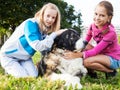 Beautiful girls and his dog