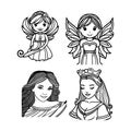 Beautiful Girls Line Art Vector Coloring Pages