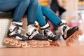 Beautiful girls on the rollerdrome Royalty Free Stock Photo