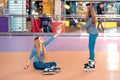 Beautiful girls on the rollerdrome Royalty Free Stock Photo