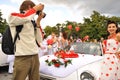 girls in wedding dresses at the festival of brides in Yalta on the 3rd of October 2011. Ukraine