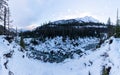 Beautiful Glacier River in Canadian Nature surrounded by Mountains during winter sunset Royalty Free Stock Photo