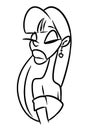 Beautiful glamor fashion model redhead girl portrait cartoon coloring page