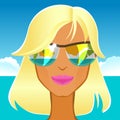 Beautiful glamorous blonde in sunglasses on the beach