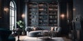 Beautiful Glamorous and sophisticated home library. Generative AI