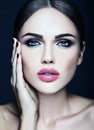 Beautiful glamour model with fresh daily makeup with Royalty Free Stock Photo