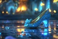 Beautiful glamourous shoe of cinderella princess