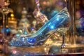 Beautiful glamourous shoe of cinderella princess