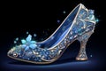 Beautiful glamourous shoe of cinderella princess