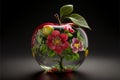 Beautiful glass apple with floral design inside