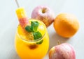 Beautiful glass of fruity coctail decorated with colorful iced Royalty Free Stock Photo