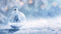 The beautiful glass ornament featuring a miniature snow-covered tree. AI generated image Royalty Free Stock Photo