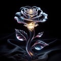 Beautiful glass rose on dark background.