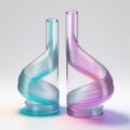 Transparent tubes of unusual shapes in pastel colors