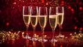 Beautiful glasses champagne, luxury decoration , alcohol celebration decorative festive background new year shiny holiday