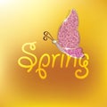 Beautiful glitter butterfly. It can be used for spring cards, background, design.
