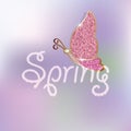 Beautiful glitter butterfly. It can be used for spring cards, background, design.