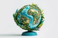 Beautiful Globe With Lots Of Greenery And Azure Oceans On White Background. Generative AI