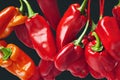 Beautiful glossy red hanging pepper for healthy eating