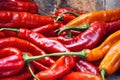 Beautiful glossy red hanging pepper for healthy eating