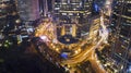 Beautiful glow lights on highway and skyscrapers