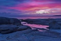 Beautiful glow of sunrise at Bay of Fires in Tasmania Royalty Free Stock Photo