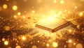 A beautiful, glowing microchip surrounded by a golden, sparkling digital network. This image represents a deep understanding of Royalty Free Stock Photo