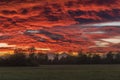 Beautiful glowing sky above the plain at sunset Royalty Free Stock Photo