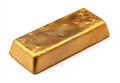A beautiful gold bar is shown on a white background Royalty Free Stock Photo