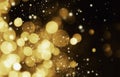 Beautiful Gold Bokeh Abstract Background. Celabration Christmas Festive New Year Theme, Xmas Holiday. Glitter Defocused Lights