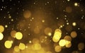 Beautiful Gold Bokeh Abstract Background. Celebration Christmas Festive New Year Theme, Xmas Holiday. Glitter Defocused Lights Royalty Free Stock Photo