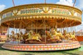 A beautiful gold carousel at Dorset steam fair Royalty Free Stock Photo