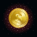 Beautiful gold coin with a dollar sign Royalty Free Stock Photo