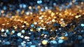 Beautiful Gold and Cyan Glitter Lights Defocused Background