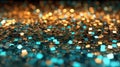 Beautiful Gold and Cyan Glitter Lights Defocused Background