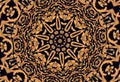 Beautiful gold embroidery based kaleidoscopic pattern. Royalty Free Stock Photo