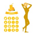 Beautiful gold female figure with orange fruit Royalty Free Stock Photo