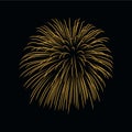 Beautiful gold firework. Bright firework isolated on black background. Light golden decoration firework for Christmas