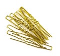 Beautiful gold hairpins, stars, various hair decorations isolated on a white background