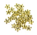 Beautiful gold hairpins, stars, various hair decorations isolated on a white background