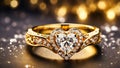 Beautiful gold ring diamond inrich design precious banner jewellery color Royalty Free Stock Photo