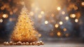 Beautiful Gold Tree Ornaments on a Wooden Table