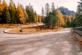 Beautiful golden autumn in the mountains. natural background. Dolomites Alps, Italy. autumn landscape Royalty Free Stock Photo