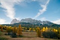 Beautiful golden autumn in the mountains. natural background. Dolomites Alps, Italy. autumn landscape Royalty Free Stock Photo