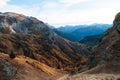 Beautiful golden autumn in the mountains. natural background. Dolomites Alps, Italy. autumn landscape Royalty Free Stock Photo